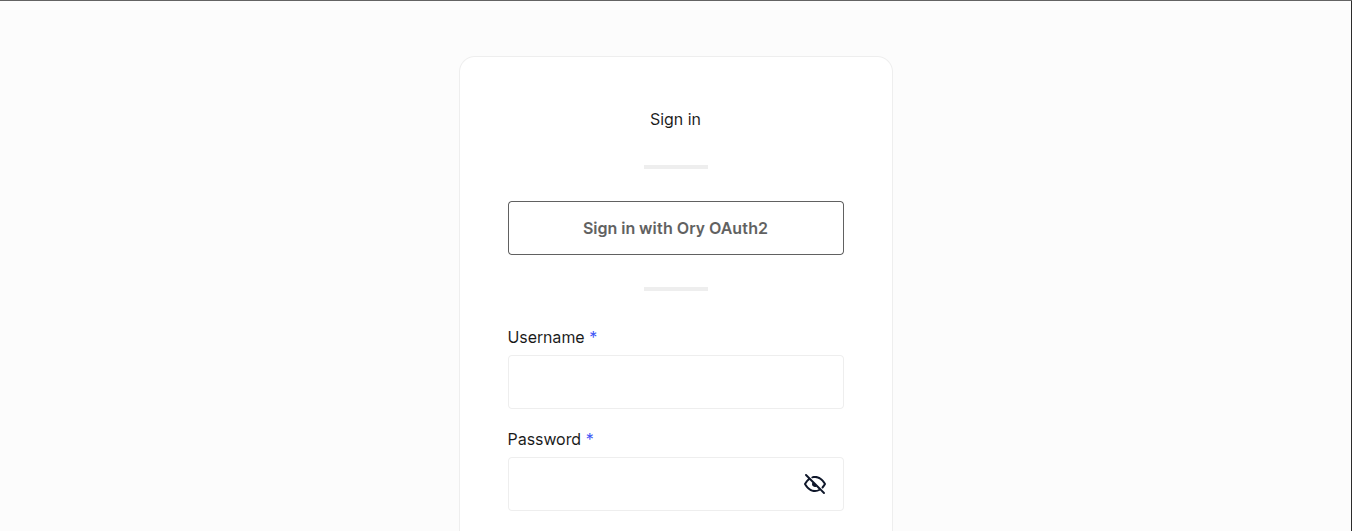 Login with Ory Account button